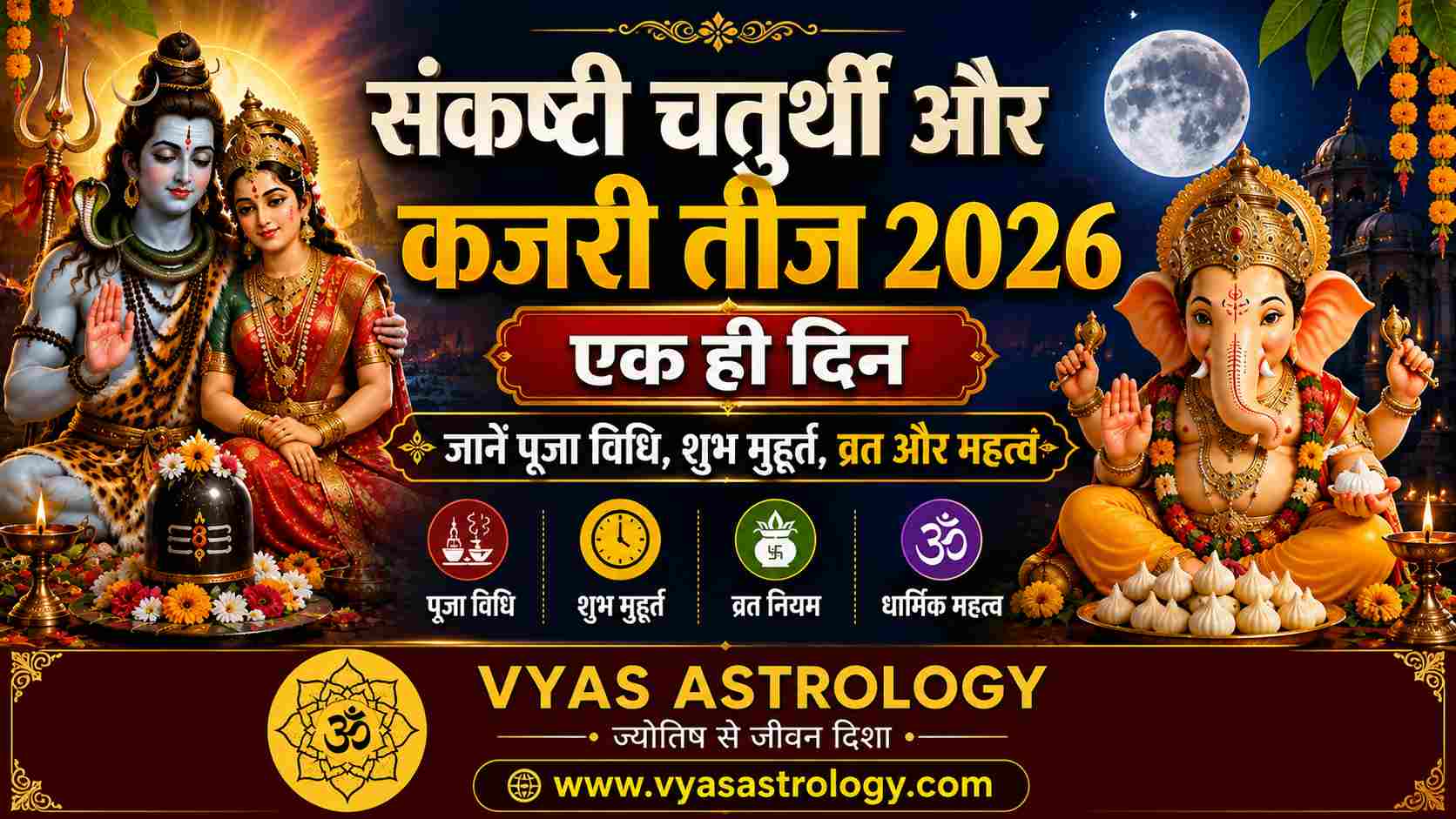 संकष्टी चतुर्थी और कजरी तीज 2026 एक ही दिन: जानें पूजा विधि, शुभ मुहूर्त, व्रत और महत्व