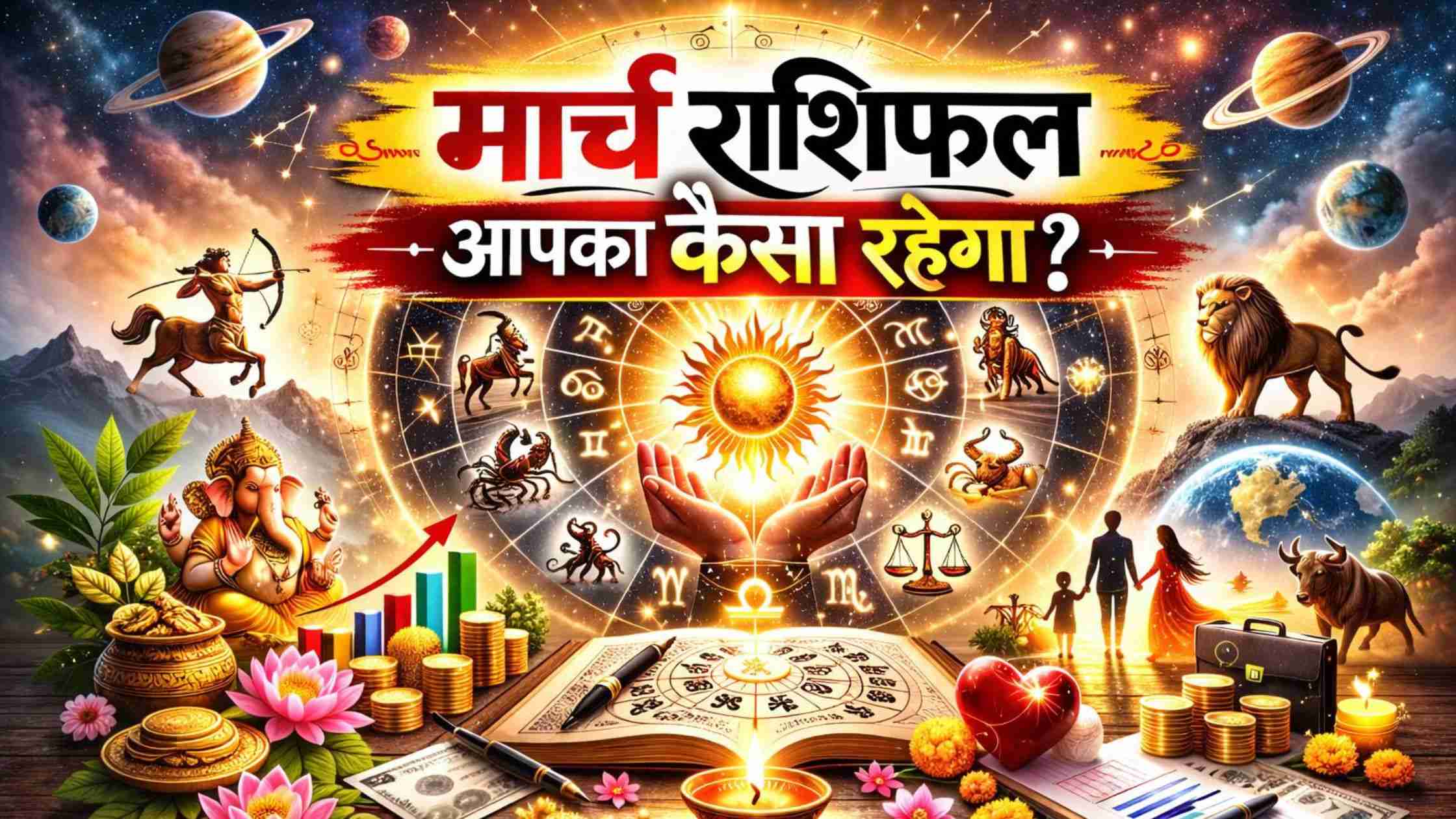 मार्च 2026 मासिक राशिफल — सभी 12 राशियों के लिए प्रभाव